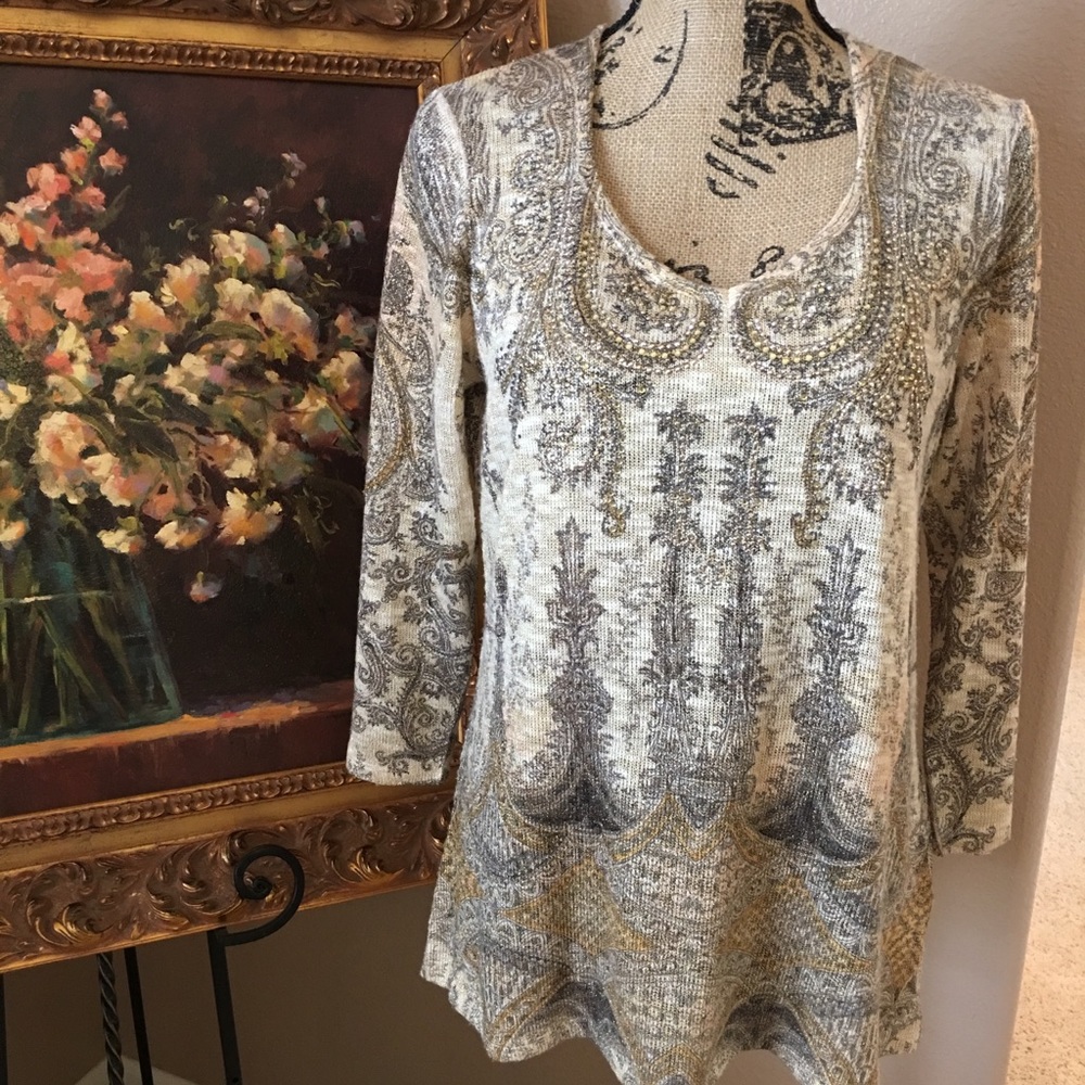 Reba - Beautiful Gold/Grey/Cream Sweater.